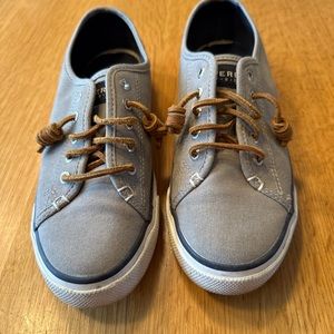 SPERRY Top-Sider 7.5 M Charcoal Gray Women Lace Up Seacoast Canvas Boat Shoe
